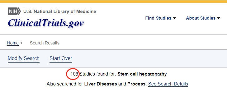 干細胞治療肝病的臨床試驗數量