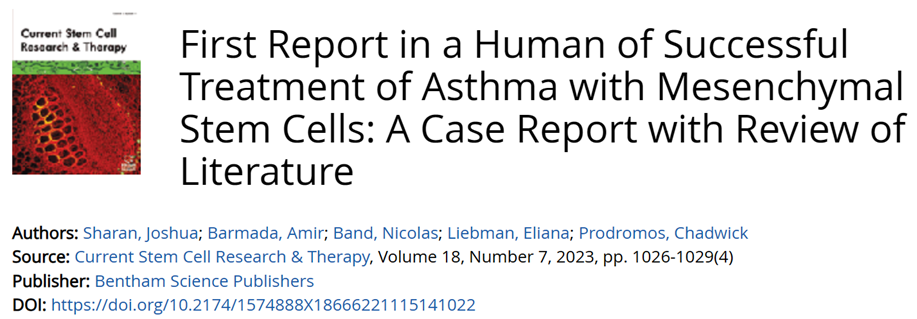 人類(lèi)間充質(zhì)干細(xì)胞成功治療哮喘的首次報(bào)道：一例文獻(xiàn)回顧報(bào)告