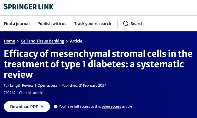 間充質干細胞治療1型糖尿病療效的系統評價 間充質干細胞治療1型糖尿病療效的系統評價