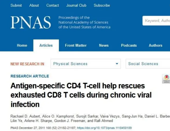 抗原特異性CD4 T細胞在慢性病毒感染期間幫助拯救耗盡的CD8 T細胞