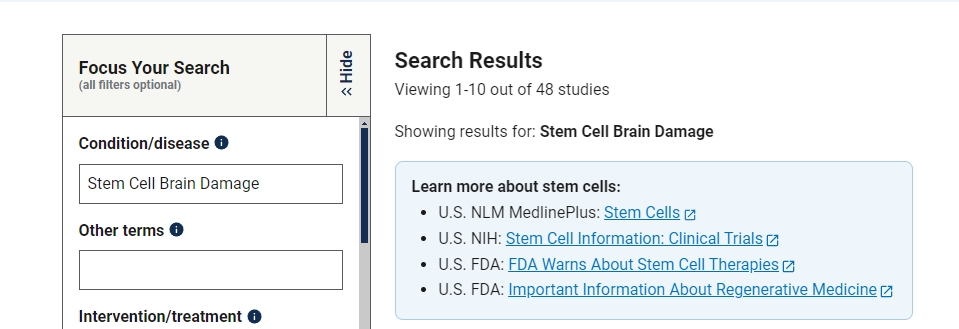 干細胞治療腦損傷的臨床研究項目有48項。其中已完成的有18項。