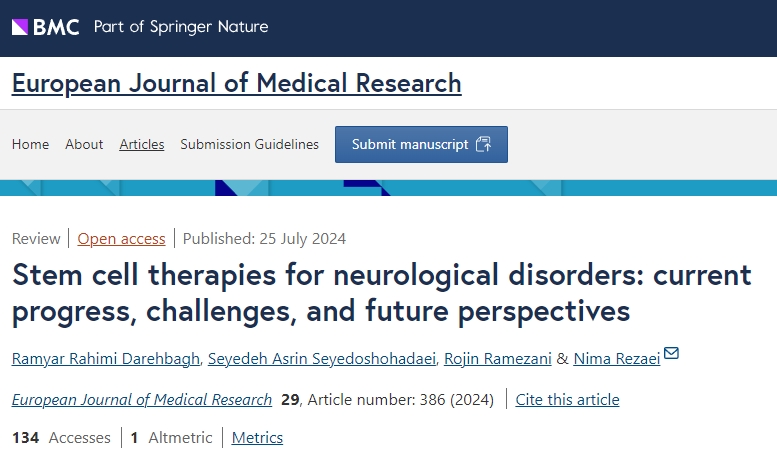 新綜述總結：干細胞治療9種神經系統疾病的當前進展、挑戰和未來前景