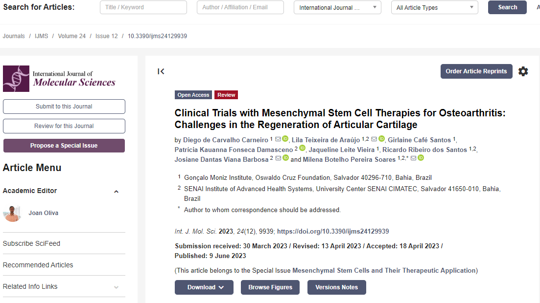 《間充質干細胞治療骨關節炎的臨床試驗：關節軟骨再生的挑戰》。