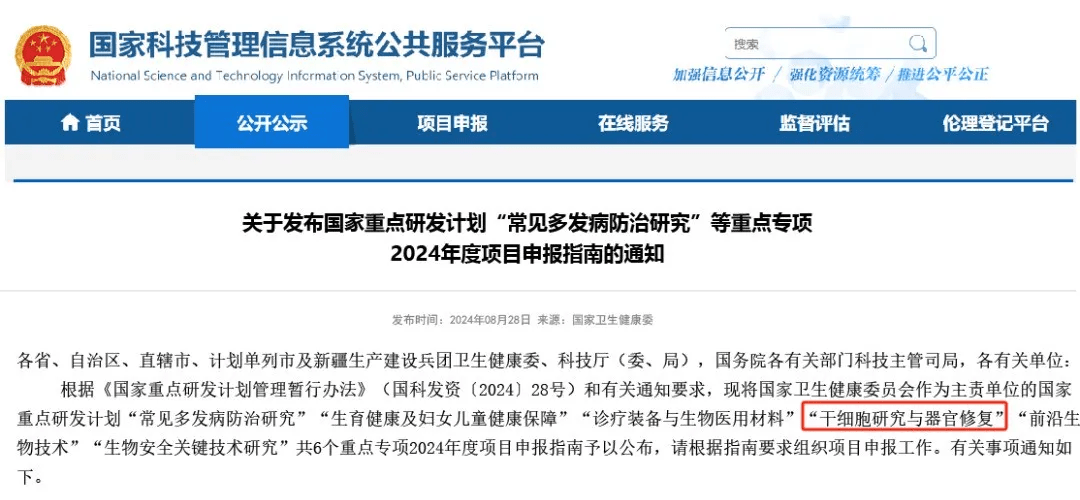關于發布國家重點研發計劃“常見多發病防治研究”等重點專項2024年度項目申報指南的通知 關于發布國家重點研發計劃“常見多發病防治研究”等重點專項2024年度項目申報指南的通知