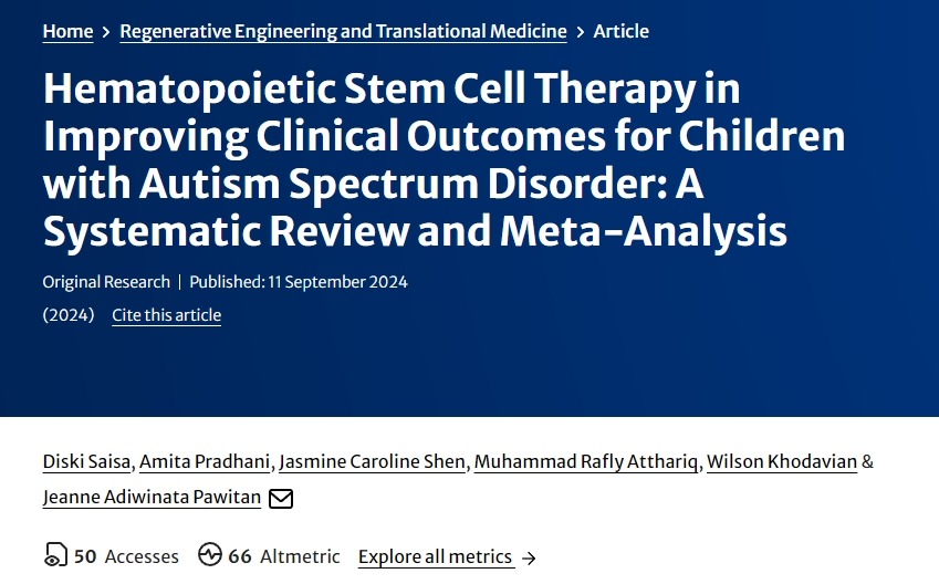 造血干細胞治療對改善自閉癥譜系障礙兒童臨床療效的影響：系統評價與薈萃分析