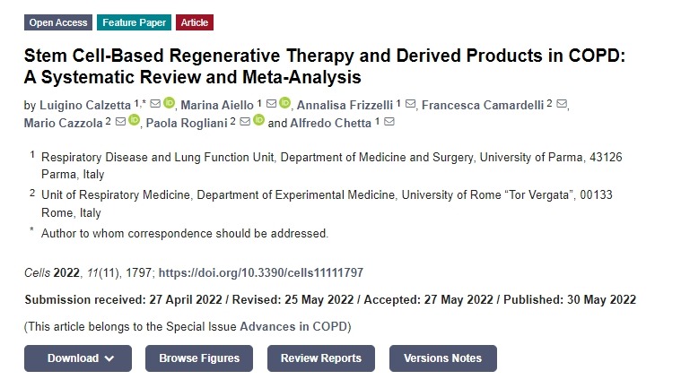 基于干細胞的慢阻肺再生療法及其衍生產品：系統評價和薈萃分析