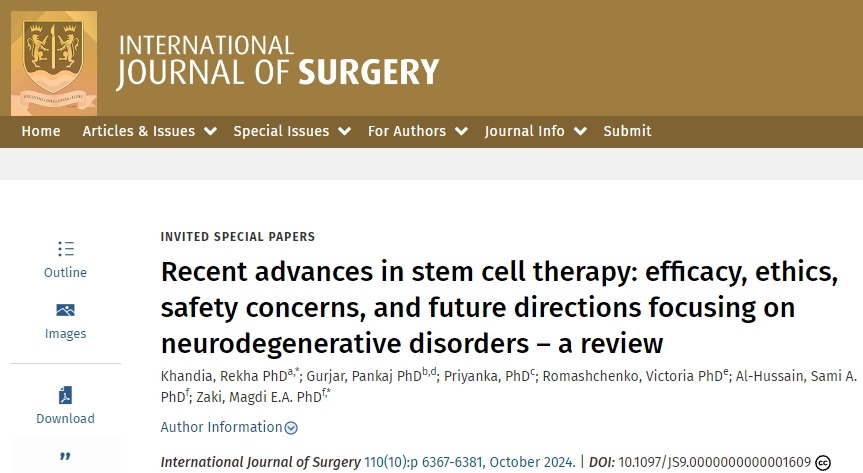 干細(xì)胞療法的最新進(jìn)展：以神經(jīng)退行性疾病為重點的療效、倫理、安全問題和未來方向-綜述
