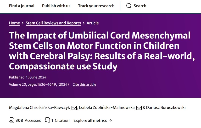 臍帶間充質干細胞對腦癱兒童運動功能的影響：真實世界、同情使用研究的結果
