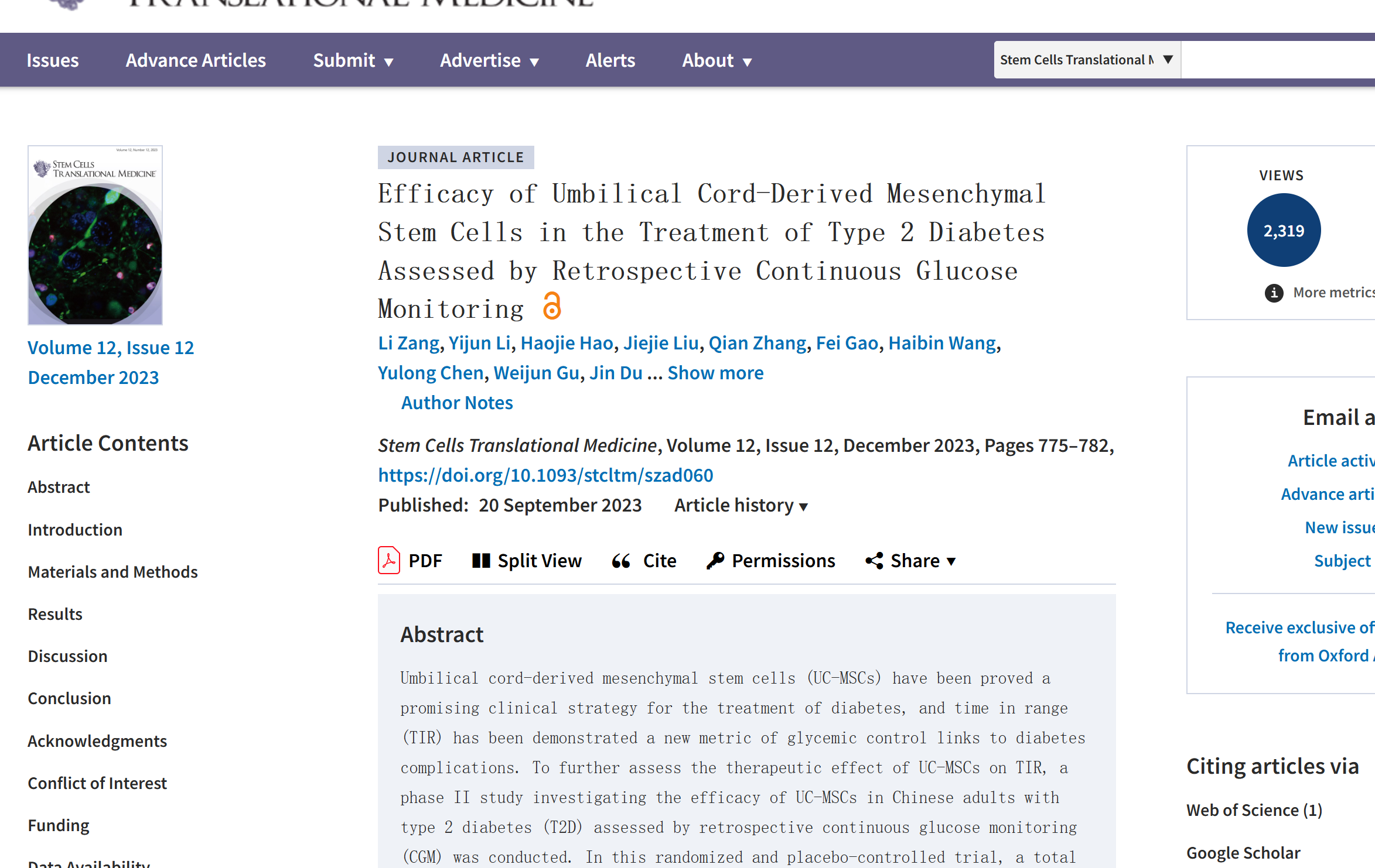  臍帶來源間充質干細胞治療2型糖尿病的有效性通過回顧性連續葡萄糖監測評估