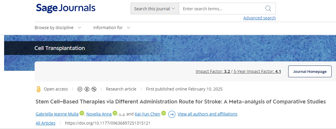 通過不同給藥途徑治療中風(fēng)的干細胞療法：比較研究的薈萃分析