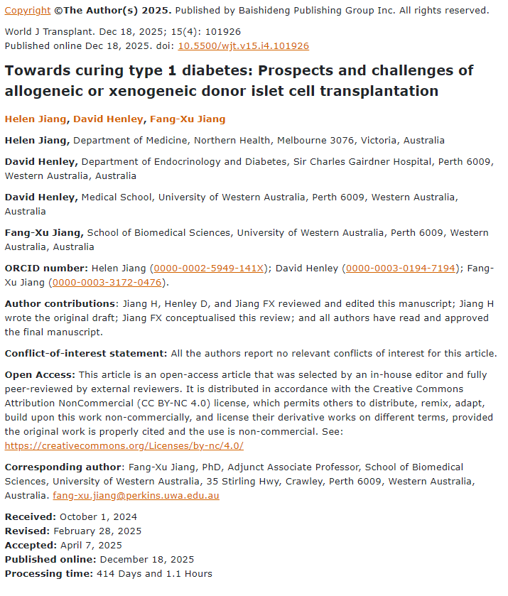 邁向治愈1型糖尿病:同種異體或異種供體胰島細胞移植的前景與挑戰 邁向治愈1型糖尿病:同種異體或異種供體胰島細胞移植的前景與挑戰