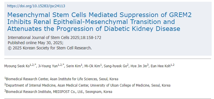 間充質干細胞介導的GREM2抑制可抑制腎臟上皮-間充質轉化并減緩糖尿病腎病的進展