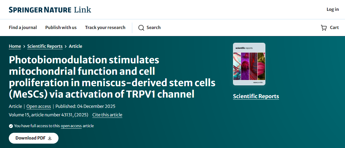 光生物調節通過激活TRPV1通道刺激半月板來源干細胞（MeSCs）的線粒體功能和細胞增殖