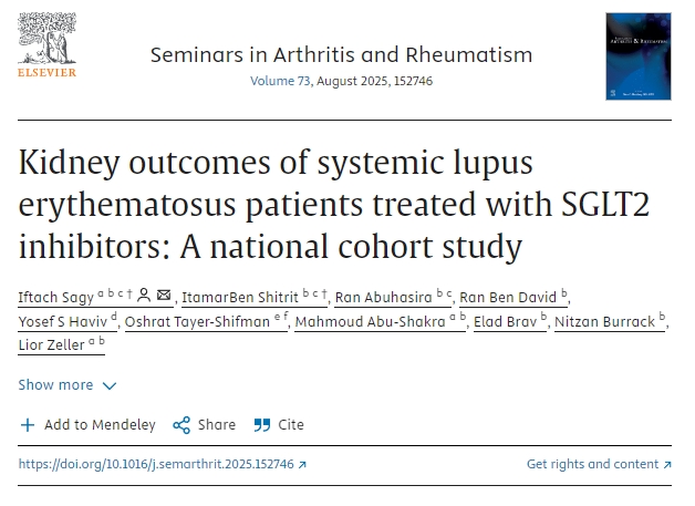 接受SGLT2抑制劑治療的系統(tǒng)性紅斑狼瘡患者的腎臟結(jié)局的一項(xiàng)全國隊(duì)列研究