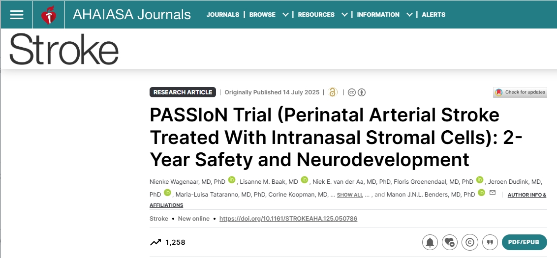 PASSIoN試驗（經鼻基質細胞治療圍產期動脈卒中）：2年安全性和神經發(fā)育
