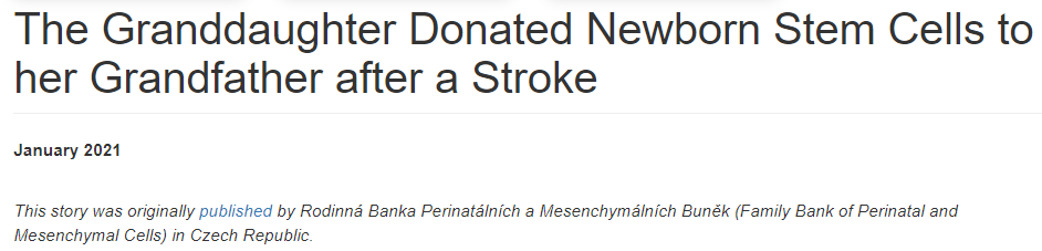 中風(fēng)后，孫女向祖父捐贈了新生兒干細(xì)胞