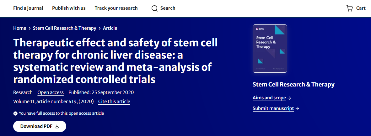 干細(xì)胞療法治療慢性肝病的療效和安全性:隨機對照試驗的系統(tǒng)評價和薈萃分析 干細(xì)胞療法治療慢性肝病的療效和安全性:隨機對照試驗的系統(tǒng)評價和薈萃分析