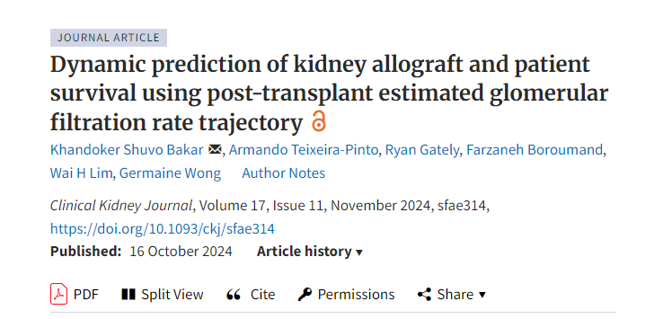 利用移植后估計腎小球濾過率軌跡動態預測腎移植和患者生存率