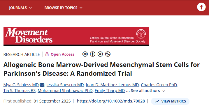 異體骨髓間充質干細胞治療帕金森病：一項隨機試驗